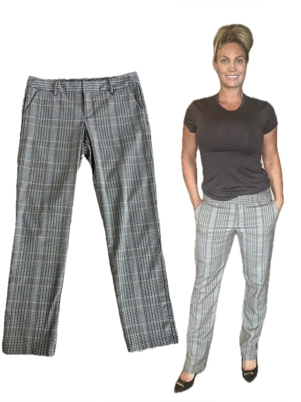 Tommy Hilfiger women’s gray brown plaid check trouser pants Sz 10